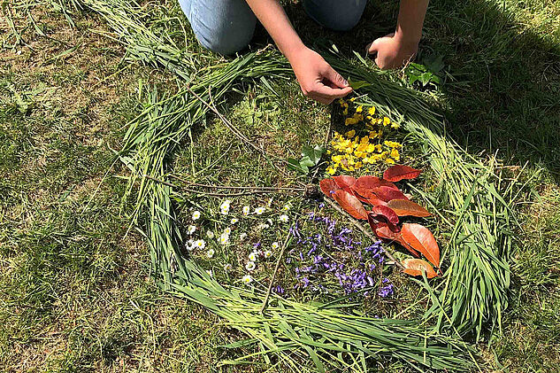 Création d'un rond rempli de fleurs, divisé en compartiments